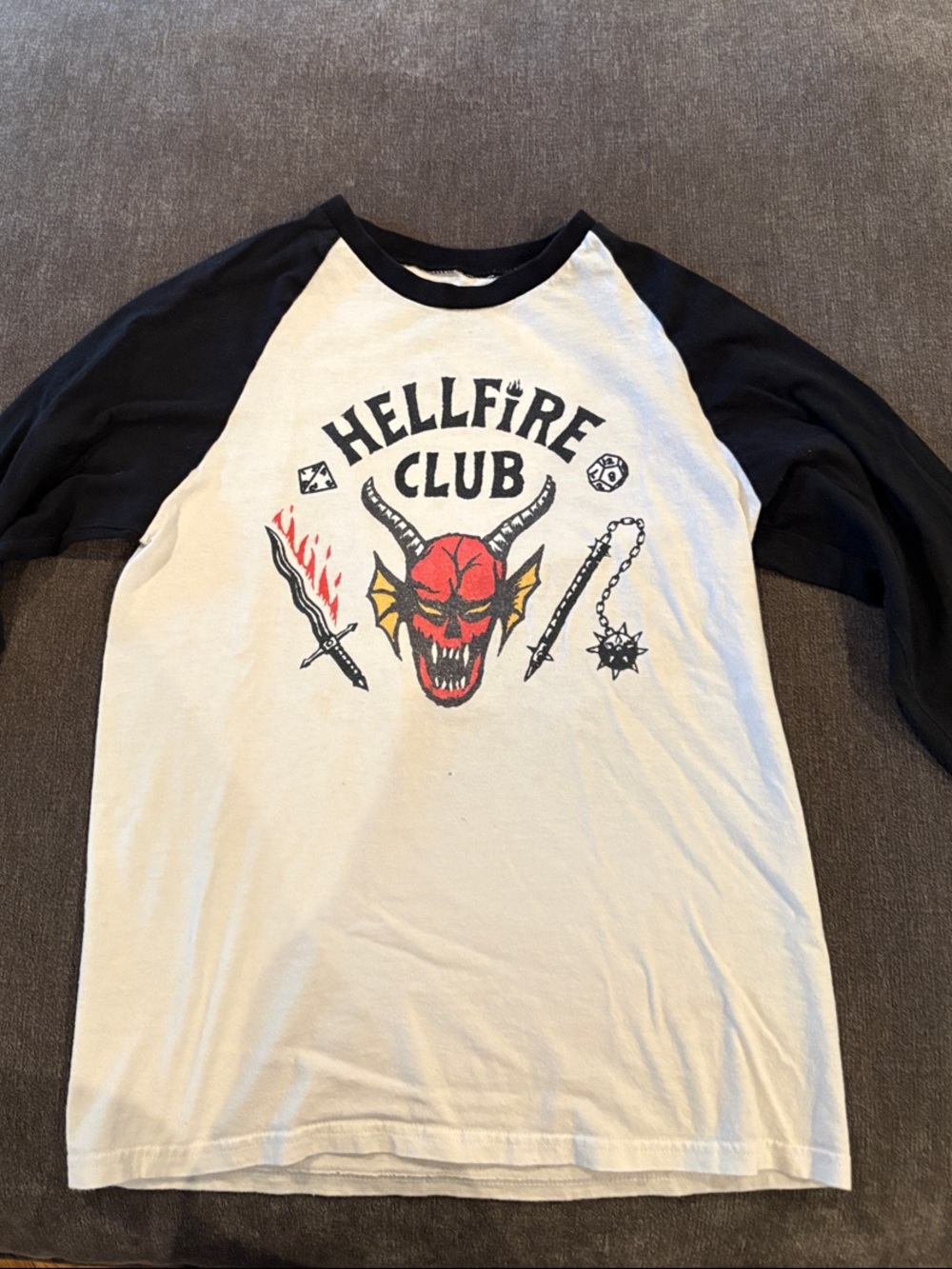 Unisex Netflix Stranger Things Logo Tee - Black & White 3/4 Sleeve T